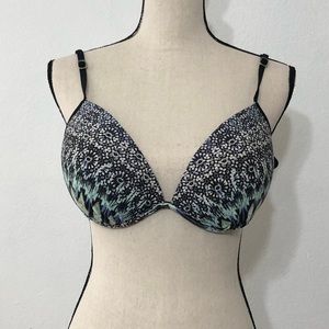 Heat Black, White and Aqua push-up padded Swimsuit bikini Top Size XL